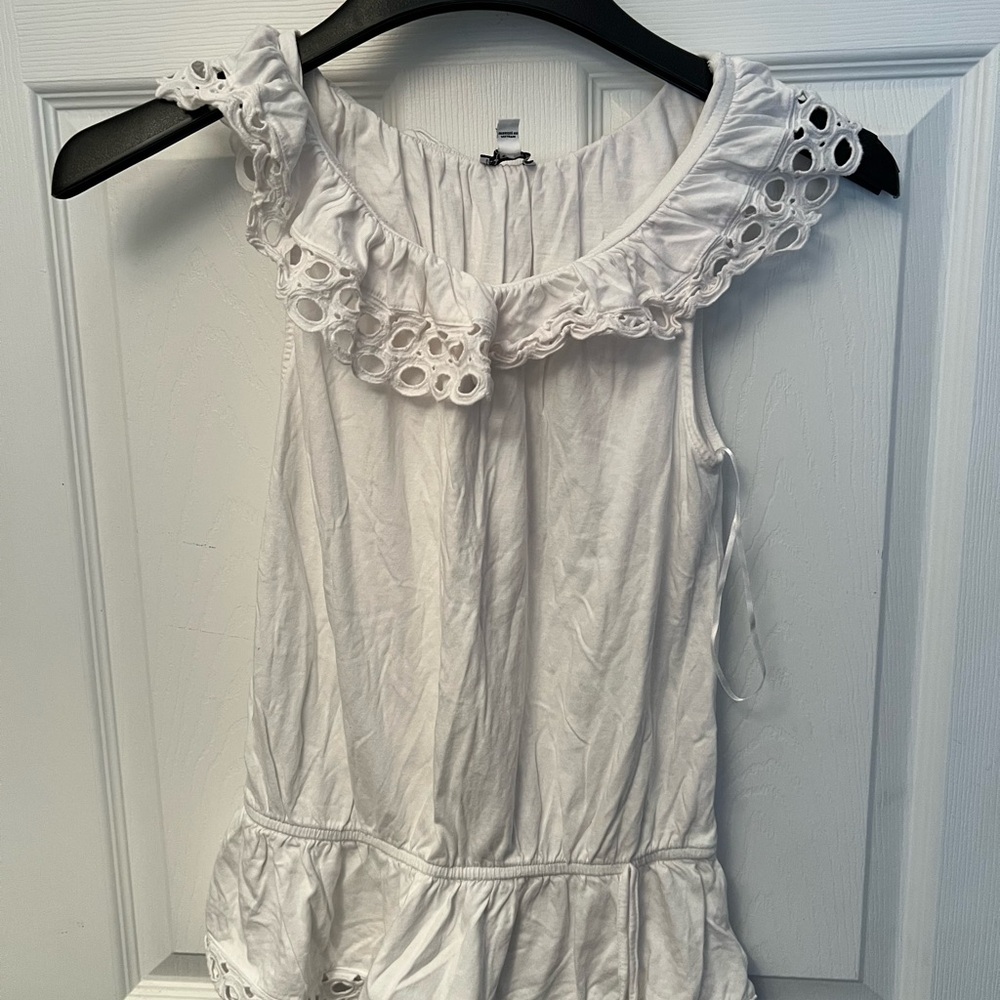 White Eyelet Ruffle Top